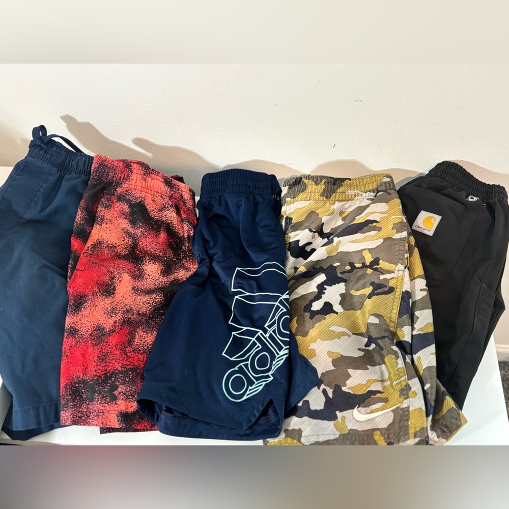Boys Youth Bundle of 5 Summer Shorts Size 8-12 Name Brands Carhartt Adidas Nike